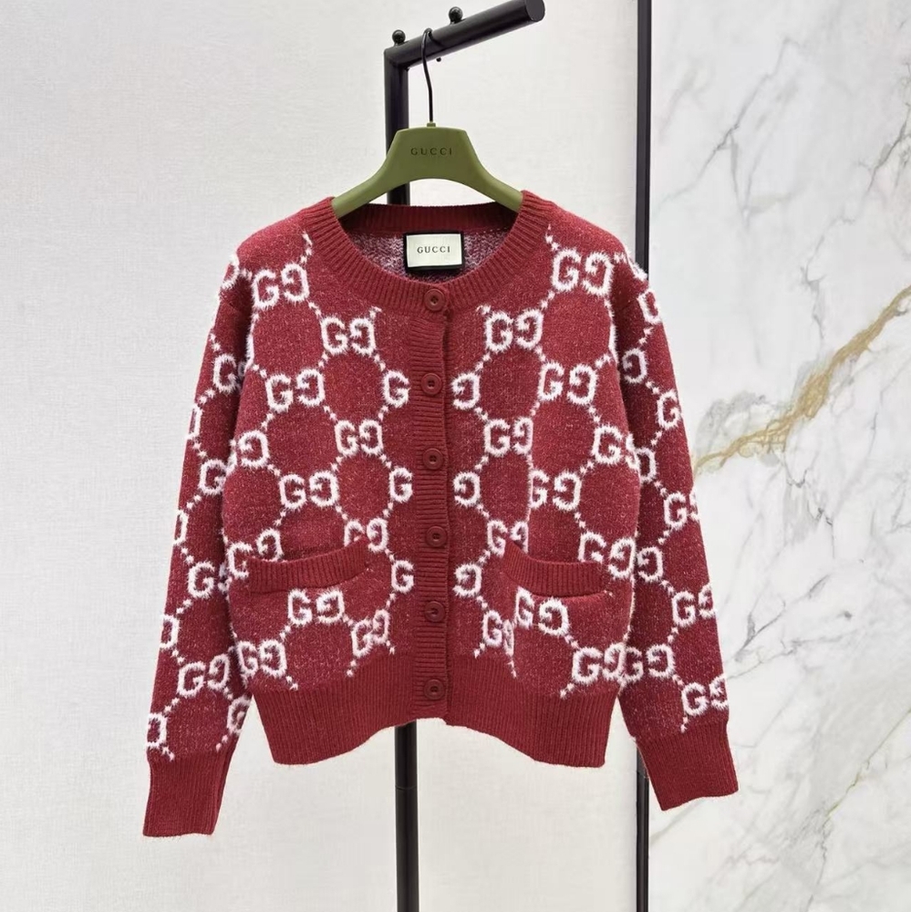 Gucci Red  GG Wool cardigan